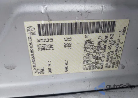 2018 Nissan Maxima 3.5 S из США, поврежденный, VIN 1N4AA6AP0JC363582